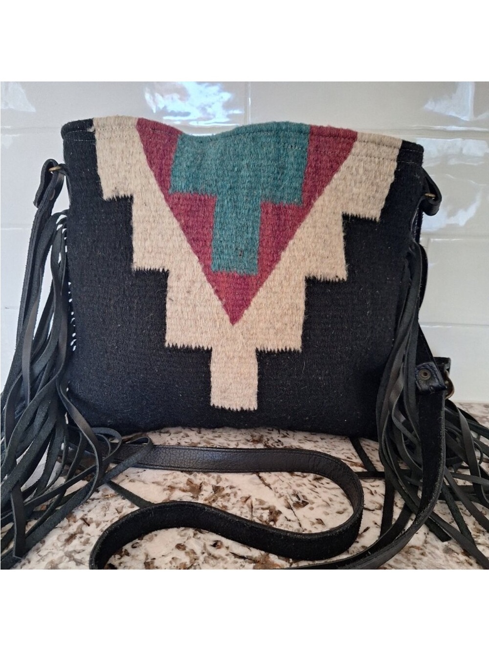 MZ Manos Zapotecas Crossbody Bag Leather Fringe Native Style, Southwestern